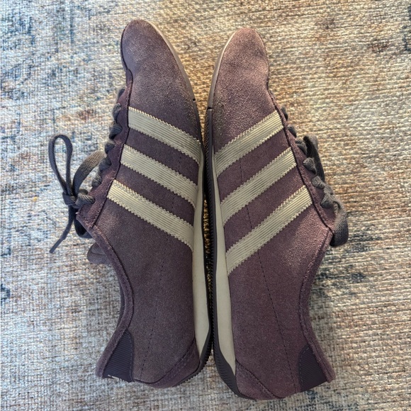 Adidas Okapi Purple Suede Shoes with White Stripes - Picture 13 of 14